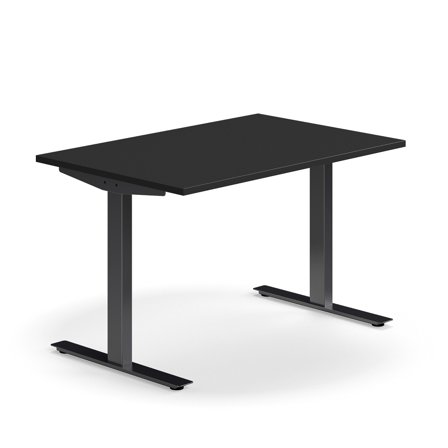 Schreibtisch QBUS, 1200x800 mm, T-Fuß-Gestell, schwarz/schwarz
