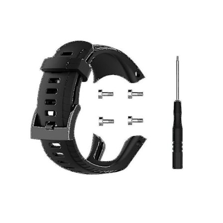 Black Soft Silicone Watch Band Strap Fit For Suunto 5 22.5mm