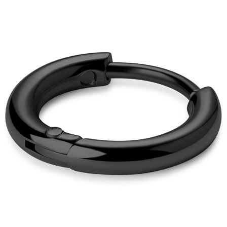 Huggie | Pendiente de Aro de Acero Inoxidable Quirúrgico Negro de 8 mm para hombres - Pendientes de aro con colgante