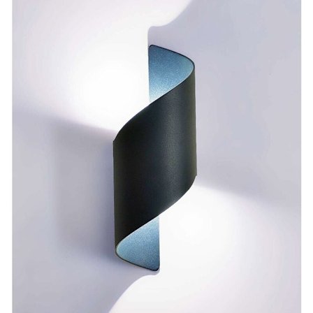 LED-vägglampor 12 W/upp- och nedåtriktad vägglampa, utomhusbelysning, aluminiumhölje/6000 K varmvit, IP65 vattentät, inomhus/utomhus (svart + 6000 K)