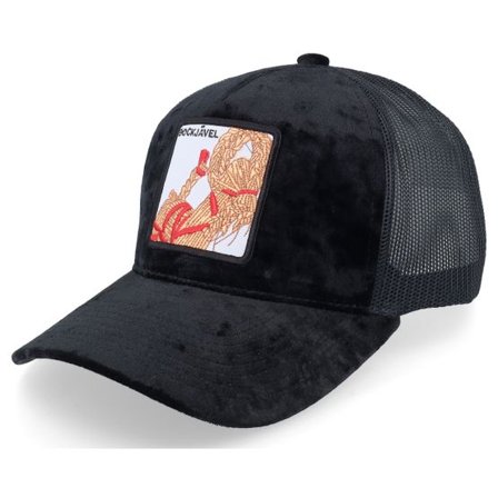 Ho-Ho-Hats - Svart trucker Keps - Bockjävel Velvet Black/Black A-frame Trucker @ Hatstore