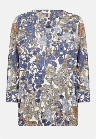 Soyaconcept - Mønstret jerseytop i blå / mønstret til damer i størrelse L (42) - Cellbes