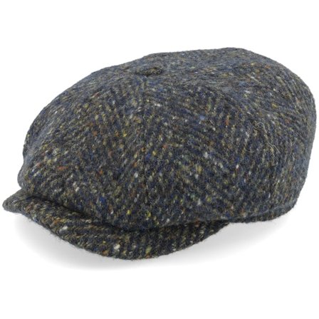 Stetson - Groen flatcap Cap - Hatteras Herringbone Wv Navy/Olive Flat Cap @ Hatstore