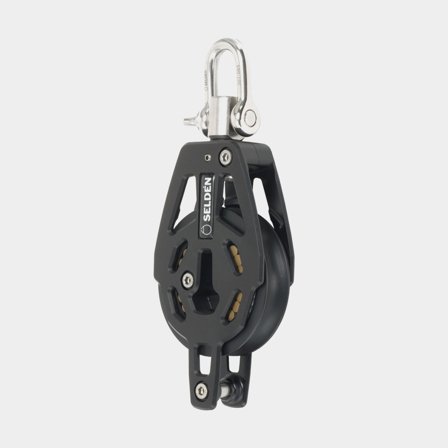 Moitão simples com manilha Seldén RBB 80, giratório, com rolamento, com mordedor, para cabos Ø10 - 14 mm