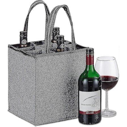 Flaskepose 9 Flasker Bærer For Vin, Øl, (45x24x24 Cm, Grå)