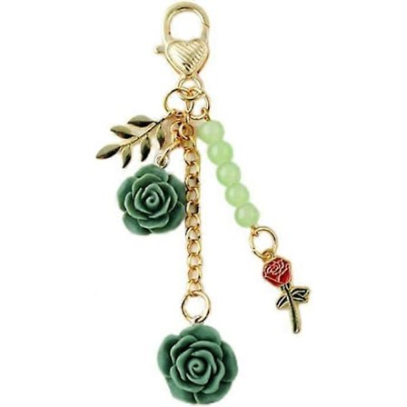 Rose Nøkkelring Blomsteranheng Nøkkelring med Kjedekvast Fargerik Rose Anheng Nøkkelring for Kvinner