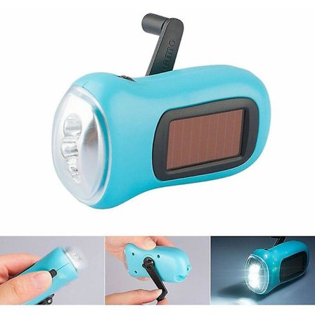 Solardriven handvev ficklampa, bärbar min ficklampa för utomhusbruk