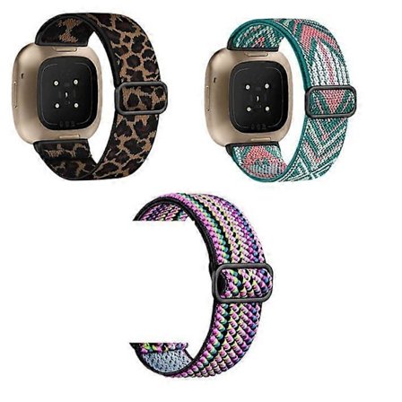 3-pack elastiska nylonarmband kompatibla med Fitbit Versa 3/Sense