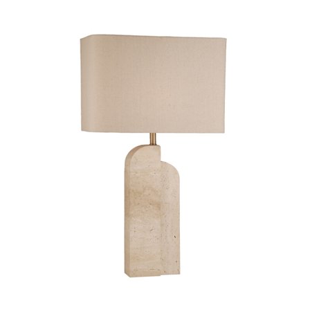 Marmorinen pöytävalaisin, beige-kulta, pellavavarjostin, 41x20x71 cm