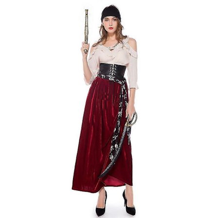 Guoguo Pirates Of The Caribbean Kostym Elizabeth Cosplay Halloween Maskerad Karnevalskostym för Kvinnor