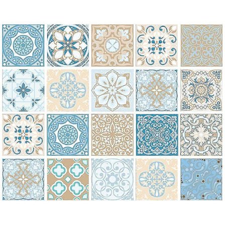 20 Selvklæbende Vintage Fliseklistermærker til Køkken & Badeværelse - Vandtætte, Aftagelige, 10x10 cm, 20 Stk