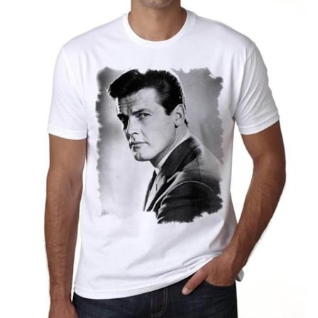 T-shirt - ULTRABASIC - Le Visage De Roger Moore - 100% Bomull - Korta Ärmar - Bekväm
