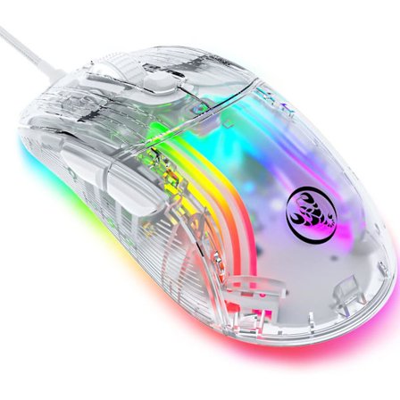 Transparent 383 Pro X400 mus, ultralätt kabelmus, kristallmus, 13 RGB bakgrundsbelyst mus, 6 dpi 12800 justerbar ramprogrammus, mjuk mus U