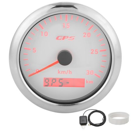 85mm Marin Auto GPS-hastighetsmåler Universal Hastighet Odometer 9‐32V med 7 Farger Bakgrunnsbelysning for Bil Båt Bobil Yacht Hvit