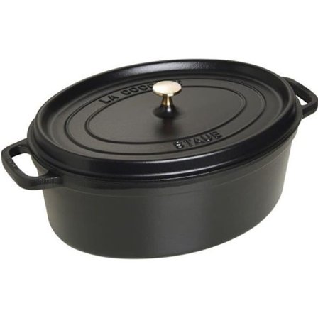 Oval cocotte - STAUB - 405093700 - Ø 37 cm - Mat sort - 8 liter