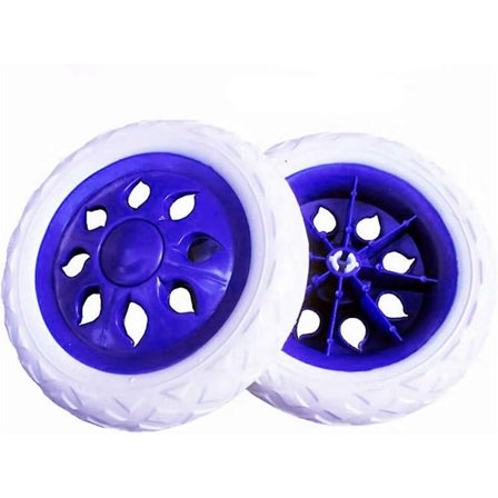 Set med 2 blå plastkärrehjäl med skumkärna