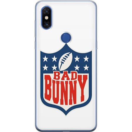 Kompatibelt Mobildeksel til Xiaomi Mi Mix 3 Bad Bunny rød grafisk plakat med portrett og typografi i latinamerikansk popdesign