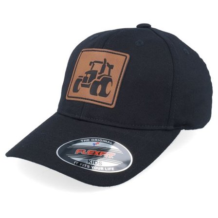 Kiddo Cap - Svart flexfit Keps - Kids Tractor Engraved Box Patch Black Flexfit @ Hatstore