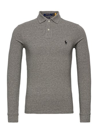 Polo Ralph Lauren Slim Fit Mesh Long-Sleeve Polo Shirt - Grey - XS
