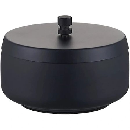 Askebæger til udendørs brug, lukket vindtæt askebæger, askebæger i rustfrit stål med lugtsikkert låg, med skridsikker måtte, sort