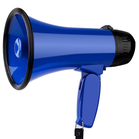 Bärbar megafon bullhorn 25 watt kraft megafon högtalare röst och siren/larmlägen (blå)