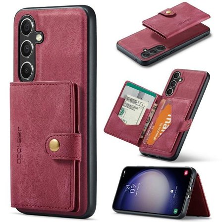(For Samsung S24FE) Case with Stand & Wallet 4 Card Slots 360 Protection Shockproof Slim Design
