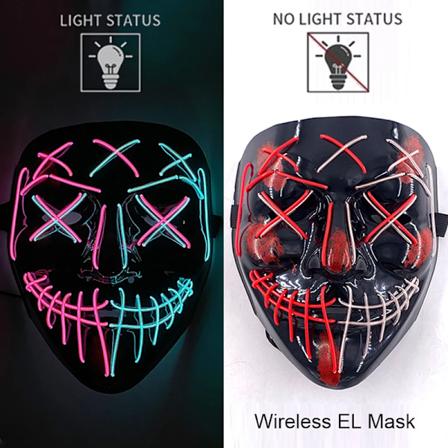 Trådlös Halloween Neon LED Purge Mask Masque Maskeradfestmasker Ljus Växer i Mörker Skräckmask Glödande Masker style 13