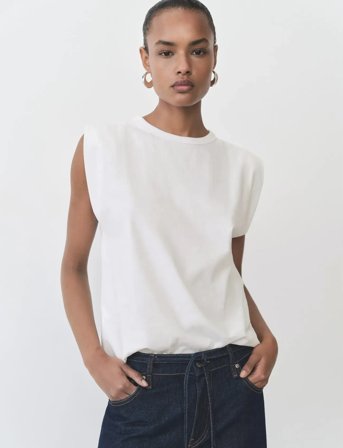 Mango Short-Sleeved Cotton T-Shirt - White - S
