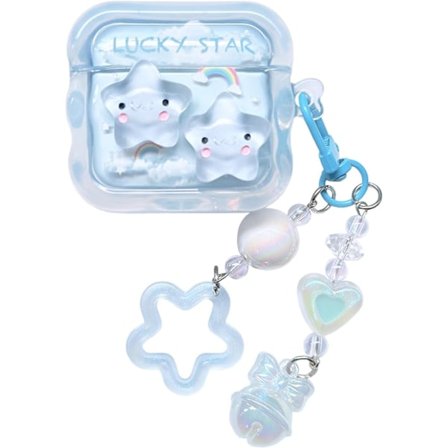 Kompatibel med AirPods 4 Etui Sød, Bølge Design Stødsikker Beskyttende Airpod 4 Gen Etui Cover til Piger Kvinder med Nøglering Designet til AirPods 4.