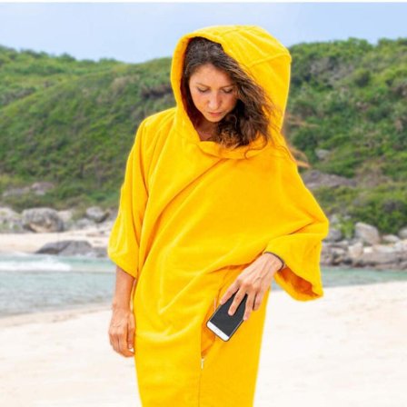 (Gul, XL) Varm Absorberende Poncho, Badekåbe Hjælp Strand Skift, P