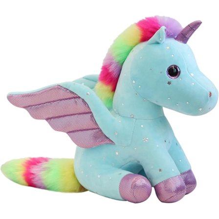 22cm blå, enhjørning plys regnbue multi-farve engel enhjørning Pegasu