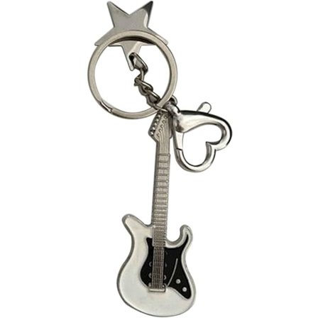 Gitar Pentagram Stjerne Nøkkelring for Kvinner Søt Kul Trend Mote Anheng Nøkkelring Vintage Estetisk Tilbehør Gave