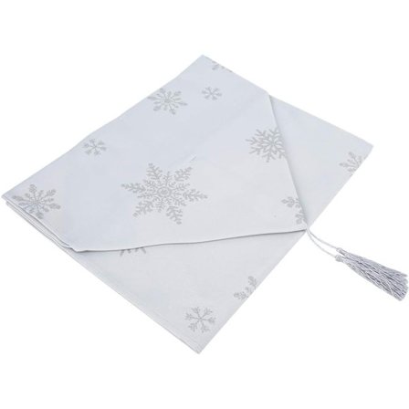 2025 Lämplig Bordslöpare Utsökt Snöflingemönster Med Toppar 78.7 Tum Lång Bordsduk