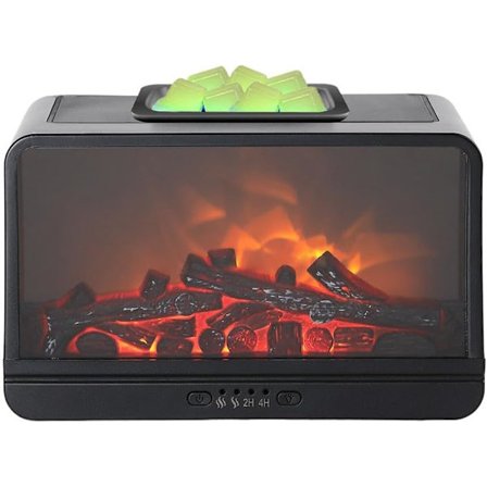 Elektrisk vaxsmältare för eldstad med låga, PTC-värmeplatta, monokromatisk vaxbrännare, doftvaxvärmare för hem, kontor, presenter och inredning (svart