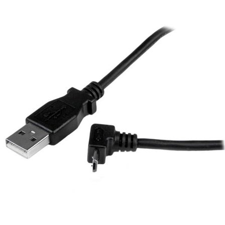 StarTech 2m Micro USB Cable Cord - A to Up Angle Micro B - Up Angled Micro USB Cable - 1x USB A (M), 1x USB Micro B (M) - Black (USBAUB2MU) -