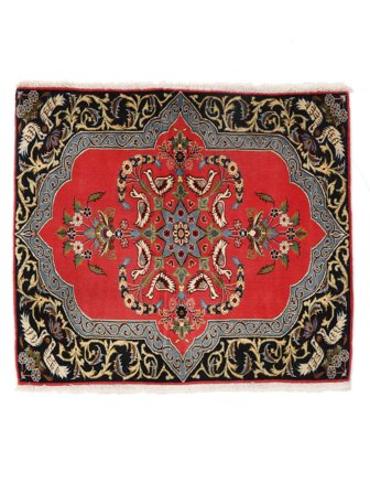 Keshan Rug 84X97 Black/Dark Red Wool, Persia