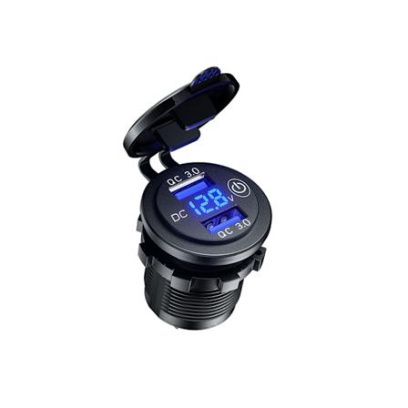 12V 24V Dubbel QC3.0 USB-billaddareuttag med f r Touch Switch LED Voltmeter Power n tadapter f r lastbil SUV Mar