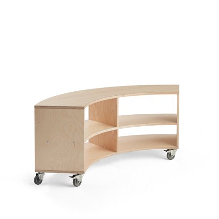 Fahrbares Kurvenregal RICO, 865x1500x375 mm, Birke
