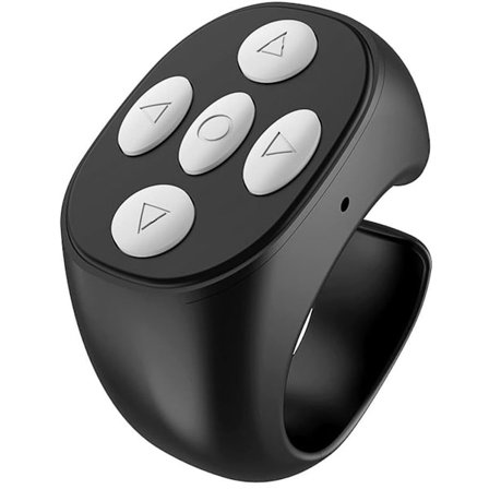 Bluetooth Ring Fjernkontroll Video Rulling Sidevender med Oppladbart Batteri Kompatibel med Kamera Svart