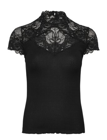 Rosemunde Rwbeatha Silk Capsleeve Lace T-Shir - Black - M
