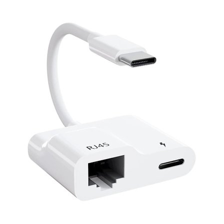 USB-C till Ethernet-adapter, USB Typ-C till RJ45 Gigabit Ethernet LAN-adapter med 60W laddare, för /p