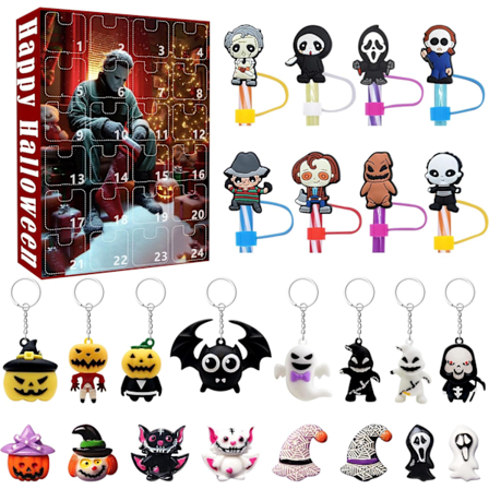 Halloween Adventskalender 2024 - Indeholder 24 gaver Halloween Horrorfilm Figur Legetøj Halloween Jule Nedtællingskalender til Børn #1 1