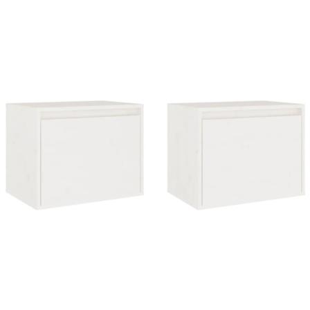 Vidaxl Väggskåp 2 St 45x30x35 Cm Massiv Furu Vit Vit