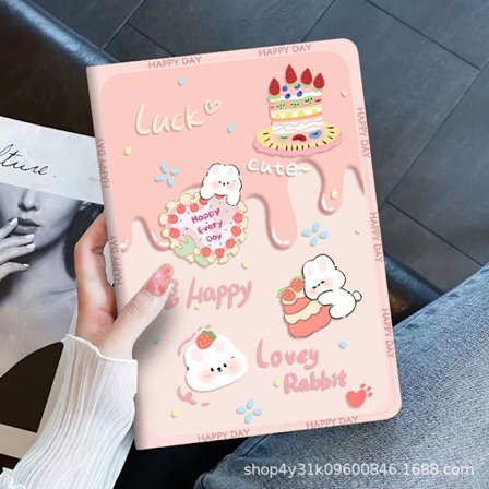 Stilig etui for iPad 2025 11 11" Bok Krem Kanin "30 fold og 10 tynn