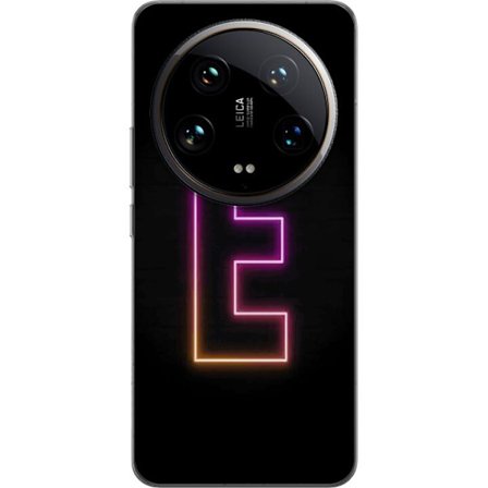 Kompatibel Mobilcover til Xiaomi Xiaomi 14 Ultra Minimalistisk neonbogstav E i lyse farver mod mørk baggrund i moderne og stilren design