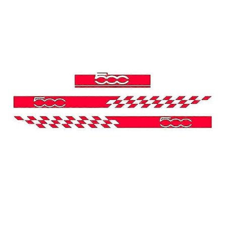 Set Huva Motorhuv Dekaler Dörr Sida Kjolar Ränder Kompatibel Med Fiat 500, röd