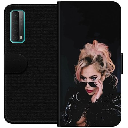 Kompatibelt Lommeboketui til Huawei P smart 2021 Lady Gaga portrett med solbriller og dramatisk sminke i mørk glamorøs stil