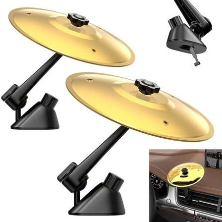 1/2-Pakke Cymbal Bildekorasjon – Metall Crash Cymbal for Bilens Luftventil, Morsom Musikkdings og Gave