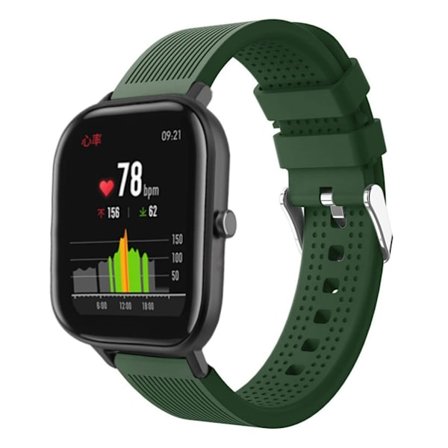 Amazfit GTS / Bip Lite randigt klockarmband i silikon - Militärgrön