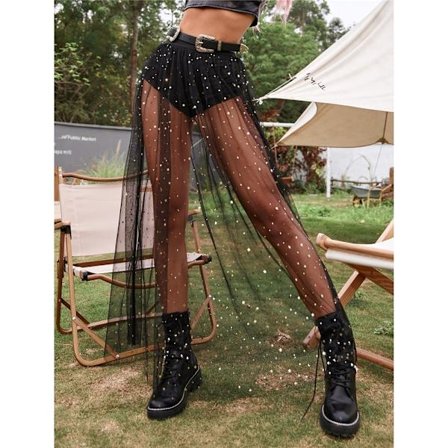 2 i 1 Galaxy Mesh Kjol Maxikjol SVART LL